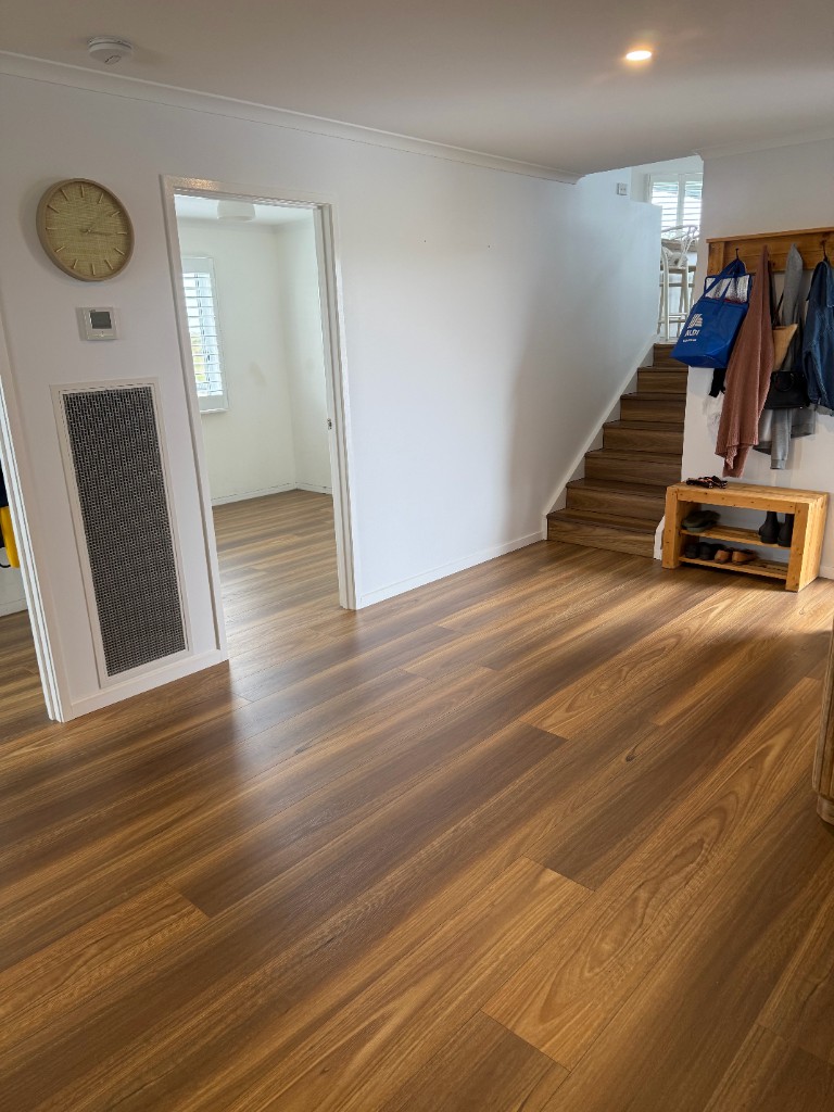 Hybrid flooring — entry & living area